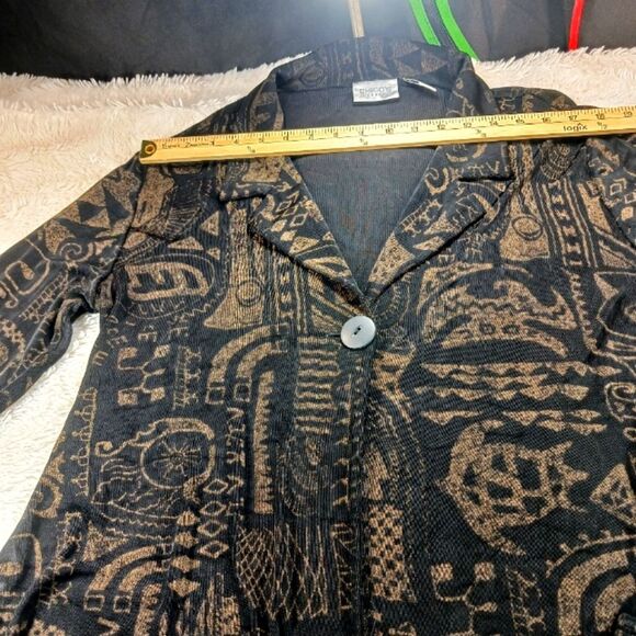 Chico's Travelers Jacket Bkack Tribal Art- to- Wear One Button Women's  Size 3. - Picture 8 of 14